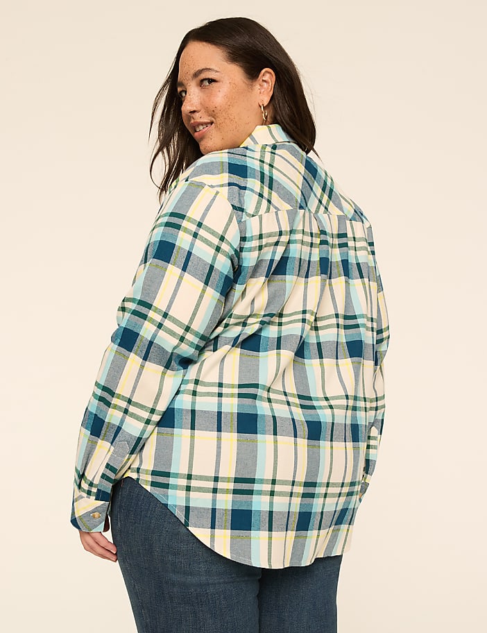 Lurex Shimmer Plaid Button-Down Shirt