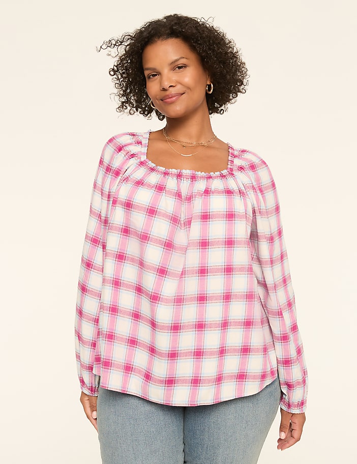 Swing Square-Neck Popover Blouse