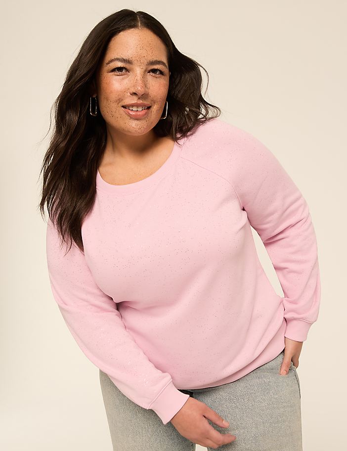 Sparkle Knit Long-Sleeve Crew-Neck Sweatshirt