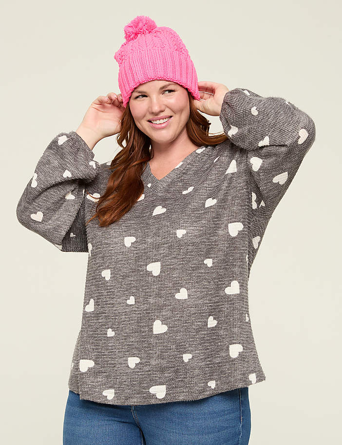 Waffle Knit V-Neck Hoodie
