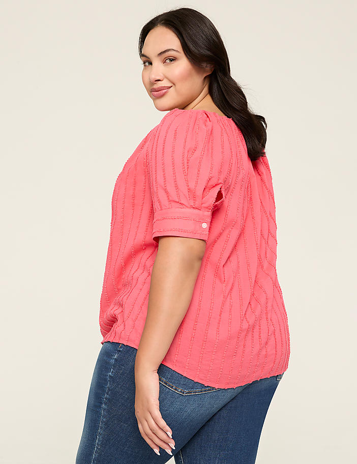 Perfect Sleeve Notch-Neck Popover Blouse