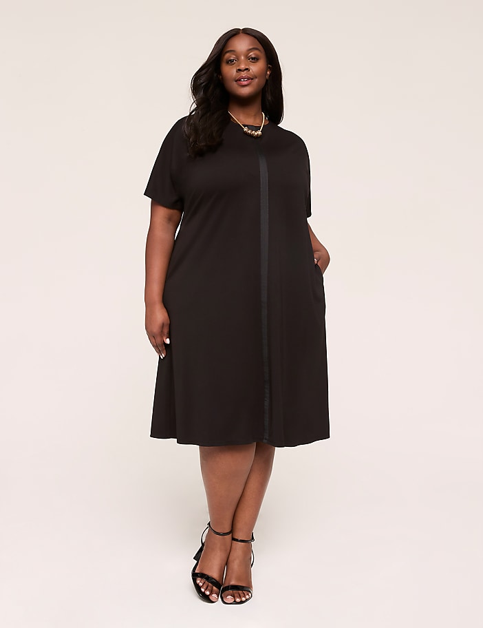 Ponte Ribbon-Trim Dress