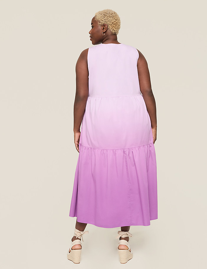 Button-Neck Tiered Maxi Dress