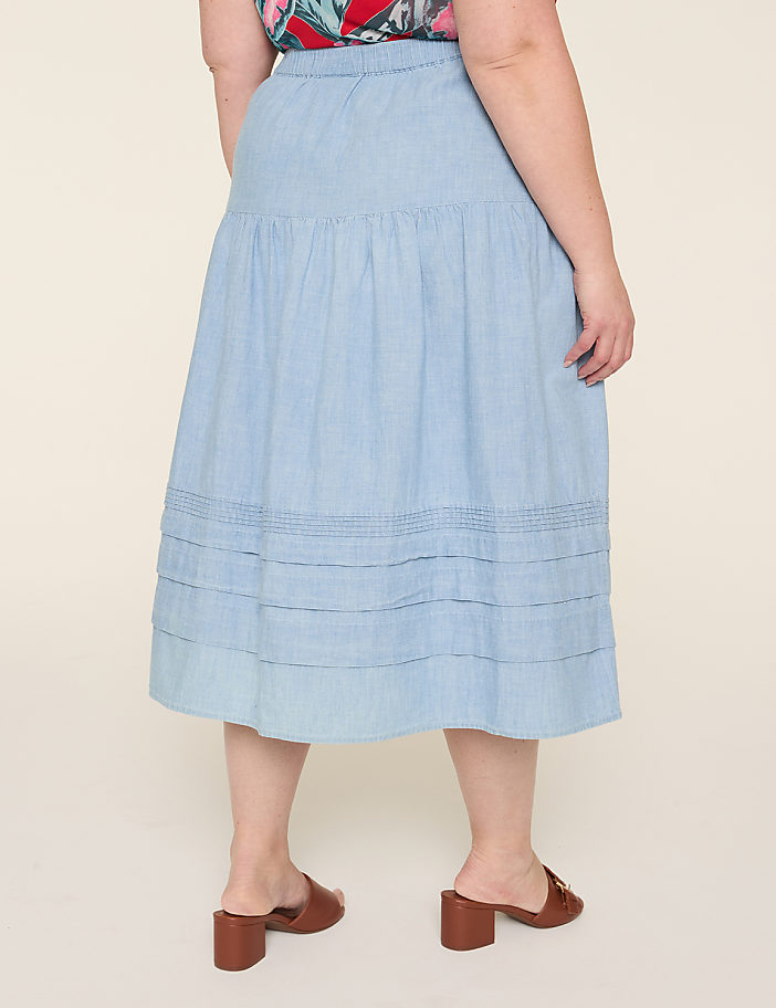 Chambray Pintuck Skirt