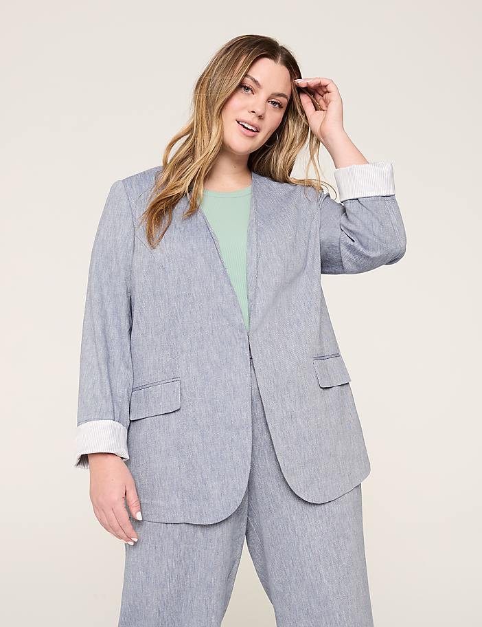 Twill Collarless Blazer