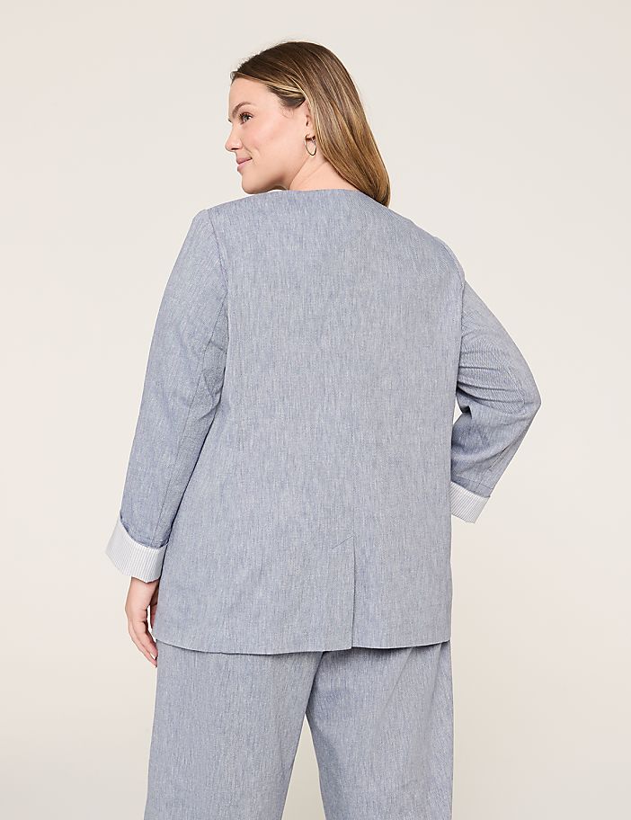 Twill Collarless Blazer
