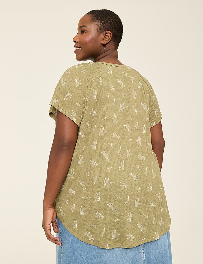 Short-Sleeve Notch-Neck Top