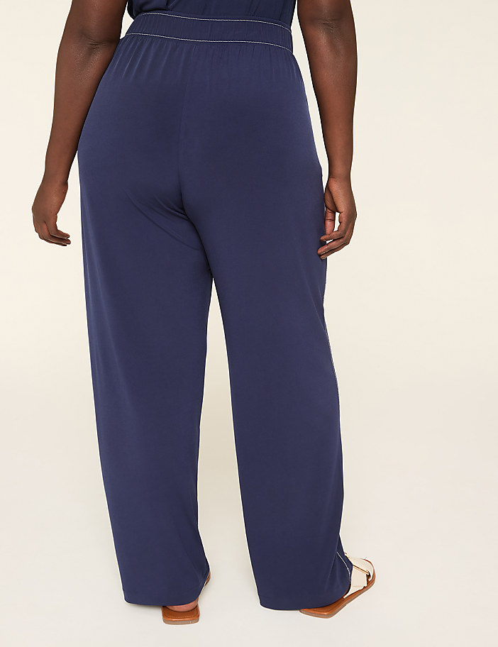 Matte Jersey Pull-On Stitch-Detail Pant