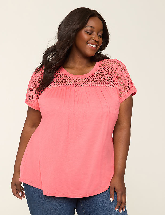 Crochet-Yoke Dolman-Sleeve Top