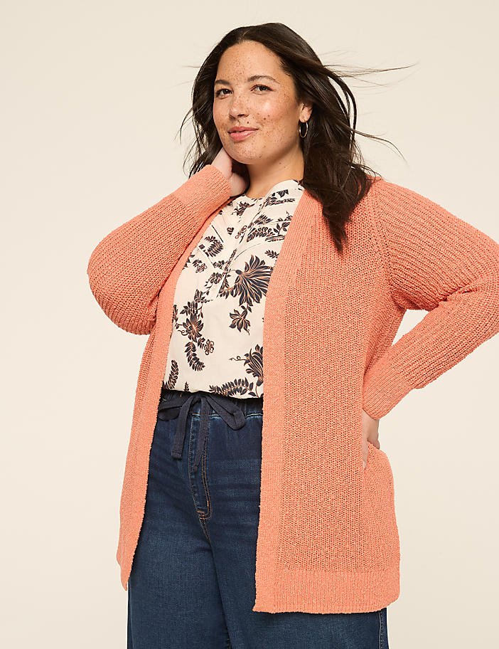 Open-Front Stitch Cardigan