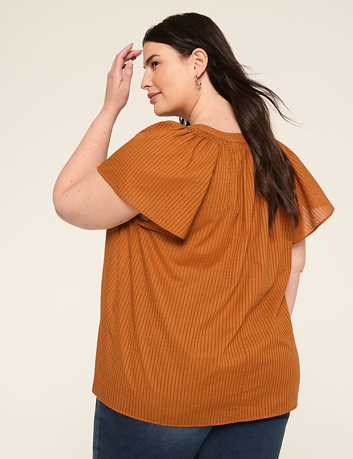 Swing Flutter-Sleeve Popover Blouse