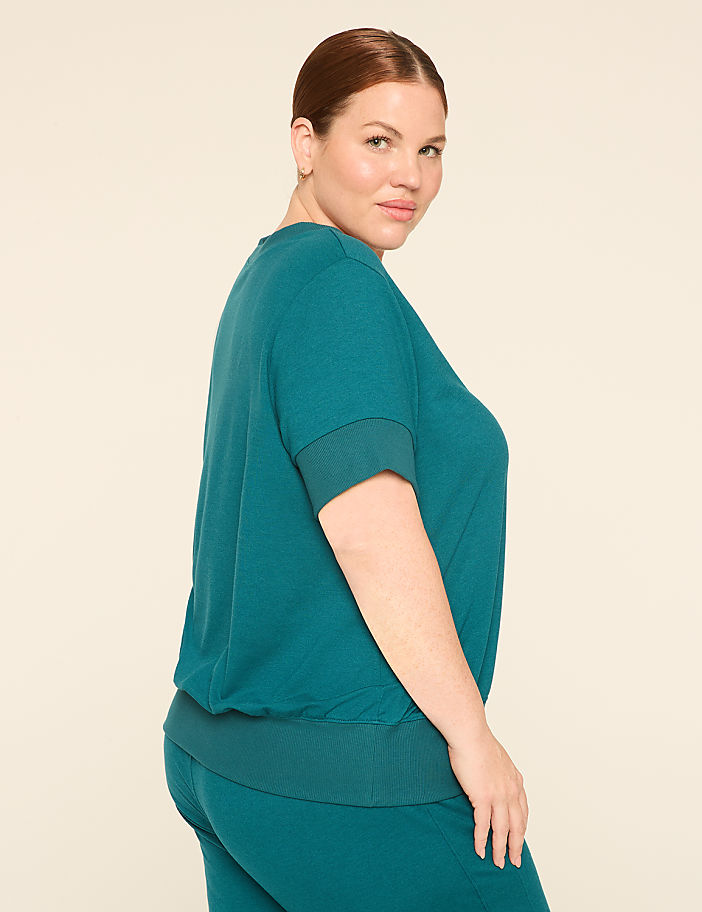 LIVI French Terry Short-Sleeve V-Neck Sweatshirt