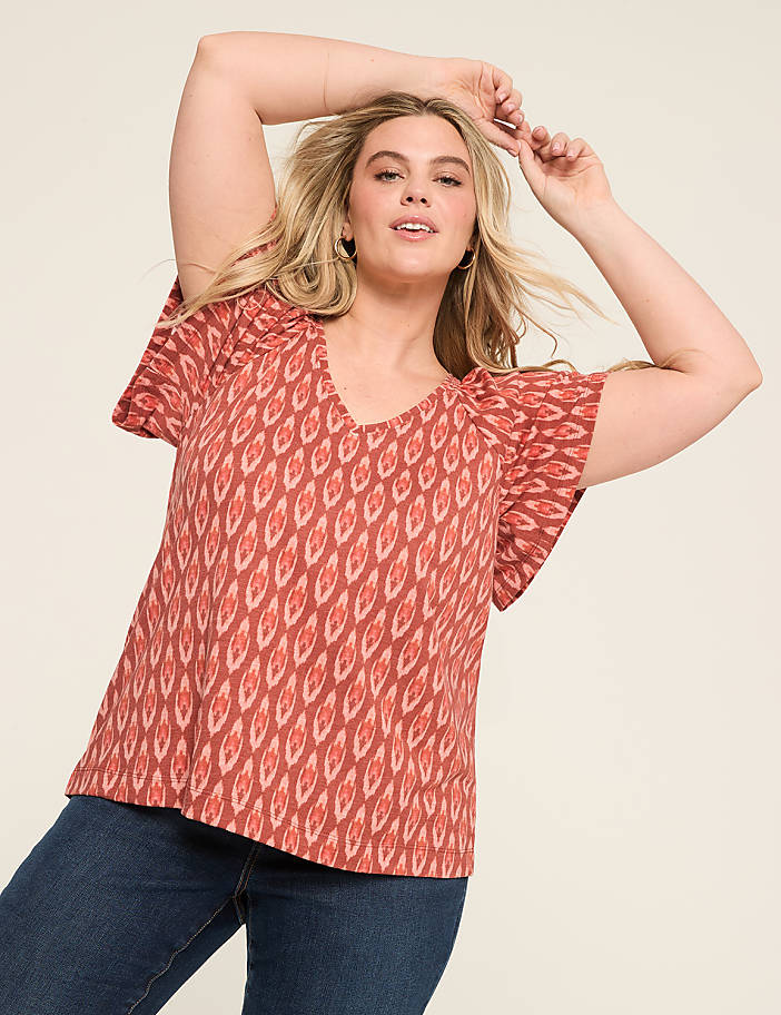 Smocked V-Neck Top
