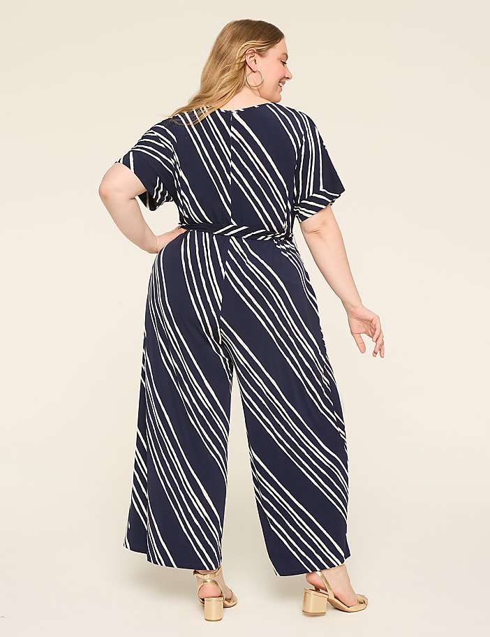 Notch-Neck Tie-Waist Jersey Jumpsuit