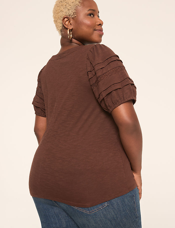 Pintuck-Sleeve Boatneck Top