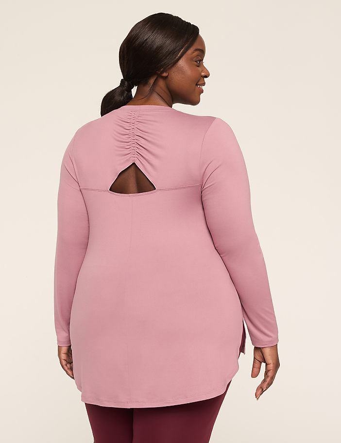 LIVI Soft Ruched Cutout-Back Top