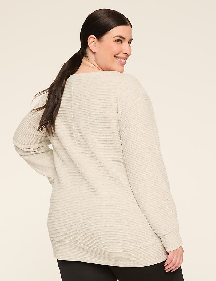 LIVI Long-Sleeve Boatneck Textured Top