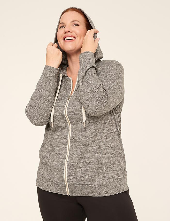 LIVI Soft Marl Zip-Front Hoodie