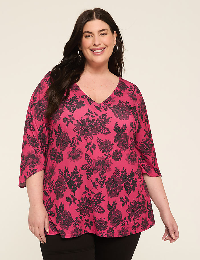 3/4-Sleeve V-Neck Tunic Top