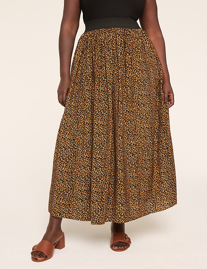 Pull-On Shirred Maxi Skirt