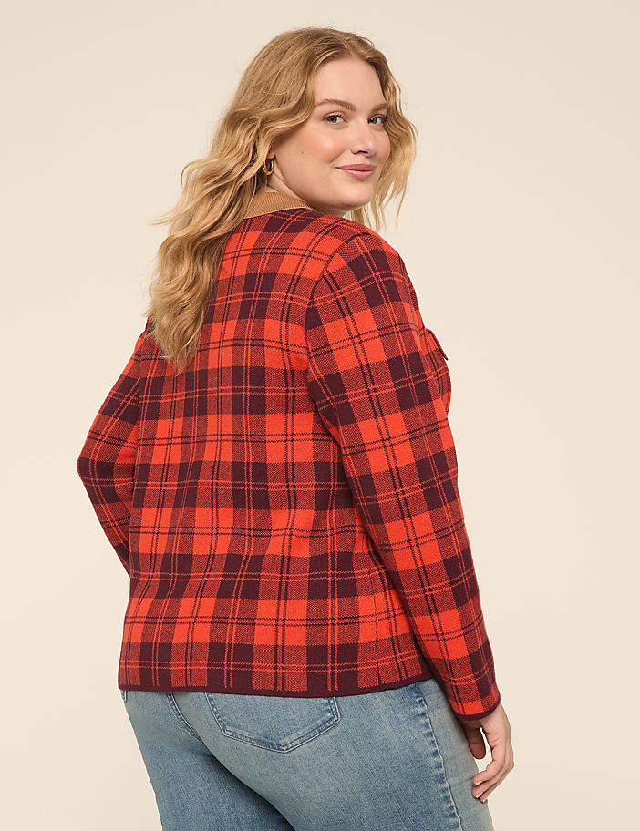 Fireside Plaid Button-Front Cardigan