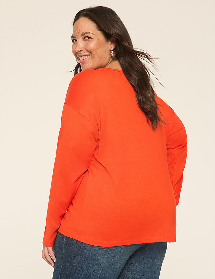 Long-Sleeve V-Neck Hacci Top