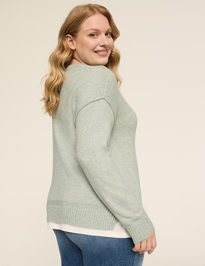 V-Neck Mix-Media Layered Sweater