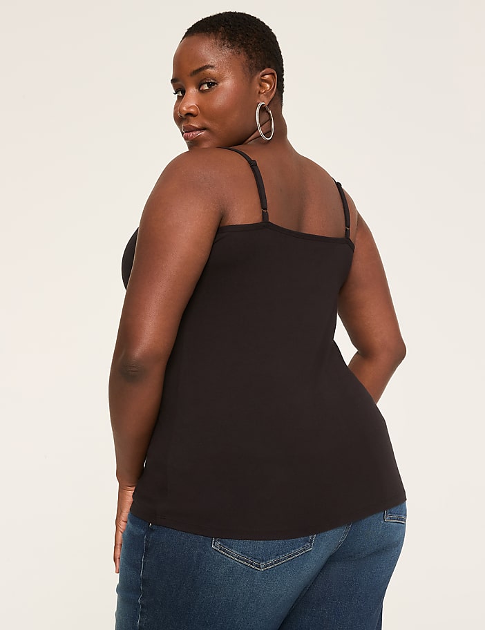 V-Neck Body-Skimming Cami With Shelf Bra