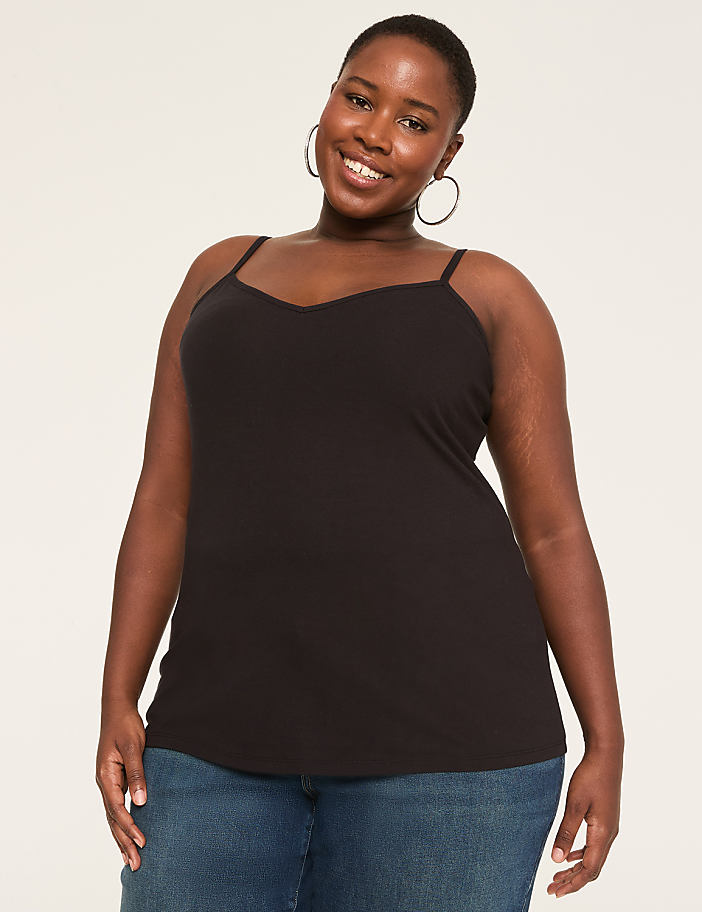 V-Neck Body-Skimming Cami With Shelf Bra