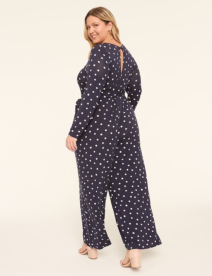 Long-Sleeve Wide Leg Jersey Jumpsuit