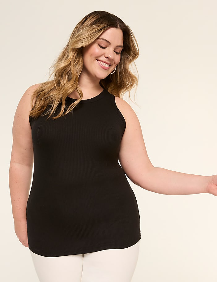 High-Neck Rib Tank