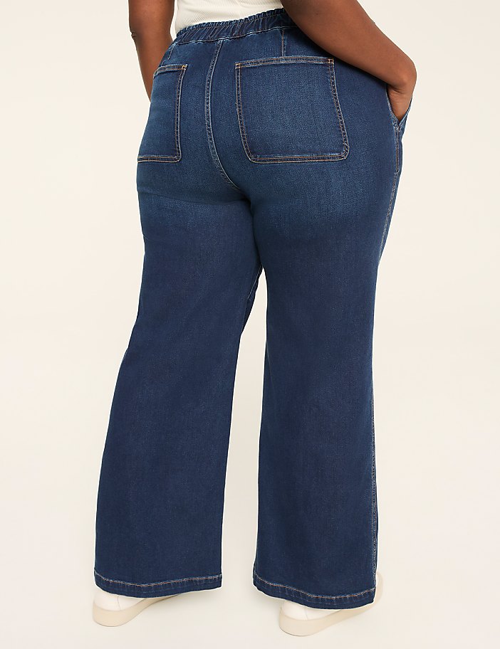 Cloud Knit Pull-On High-Rise Wide Leg Jean