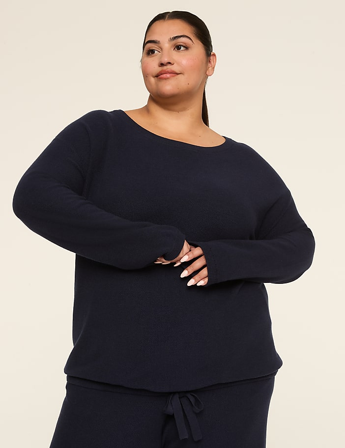 LIVI Boatneck Tie Hem Sweater