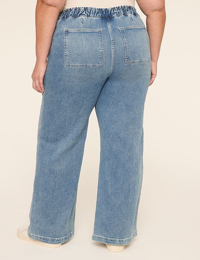 Cloud Knit Pull-On High-Rise Wide Leg Jean