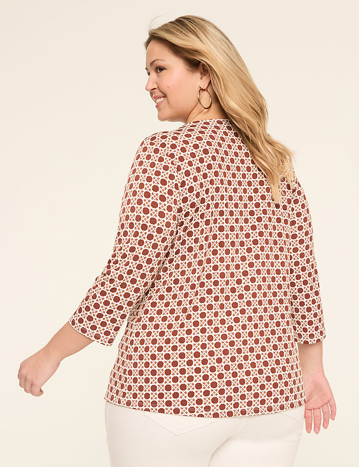 Swing 3/4-Sleeve Pleat-Front Top