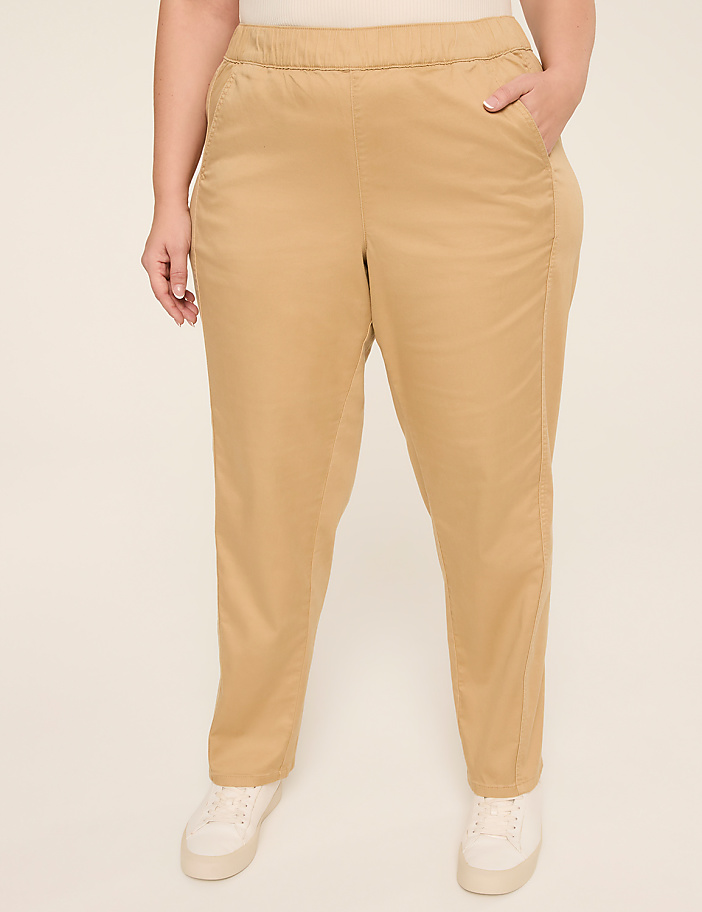 Pull-On Sateen Chino Ankle Pant