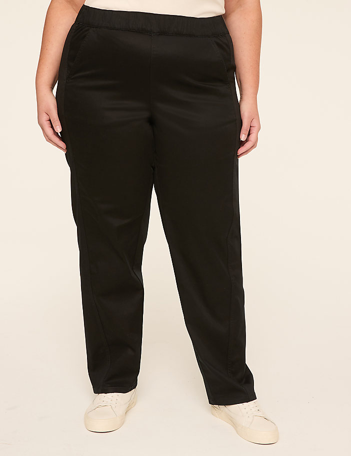 Pull-On Sateen Chino Ankle Pant