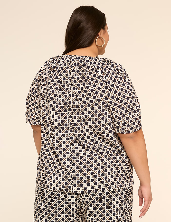 Raglan Sleeve Lace-Up Popover Blouse