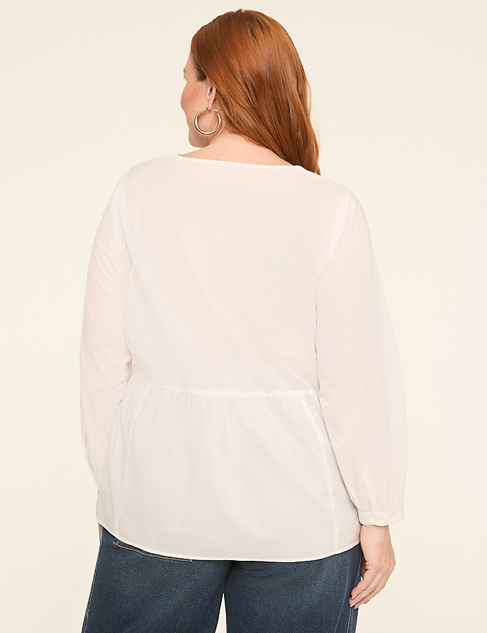 Long Sleeve V-Neck Popover Top