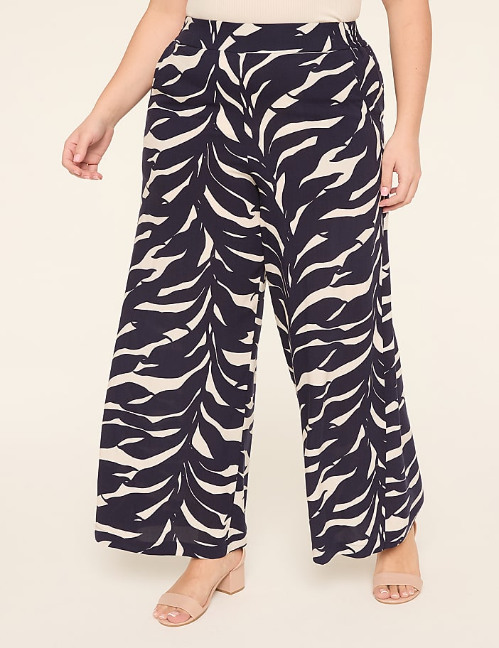 Pull-On Printed Wide Leg Pant