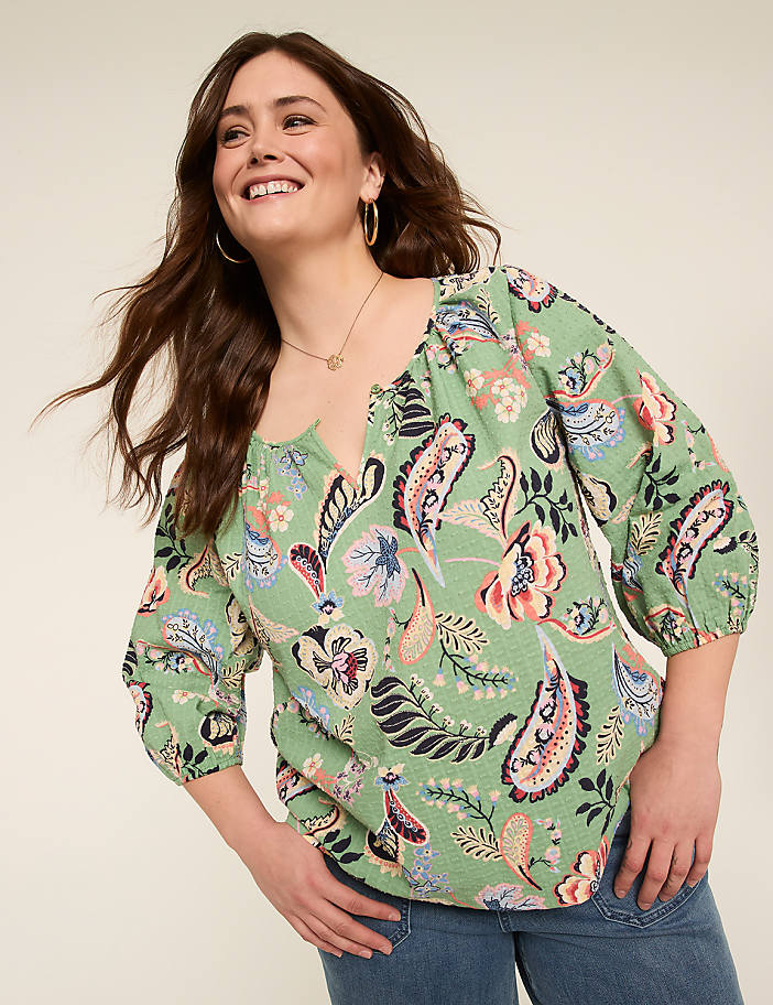 Bracelet Sleeve Notch Neck Tunic