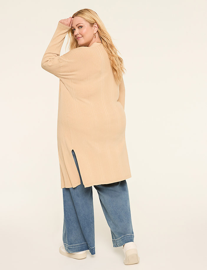 Open-Front Ribbed Duster
