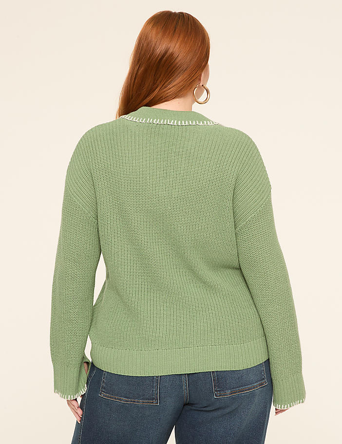 Bracelet Sleeve Tie Polo Sweater