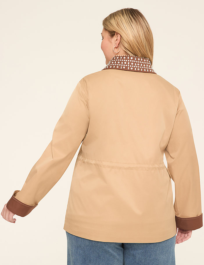 Relaxed Fit Removable Rhinestone Collar Jacket