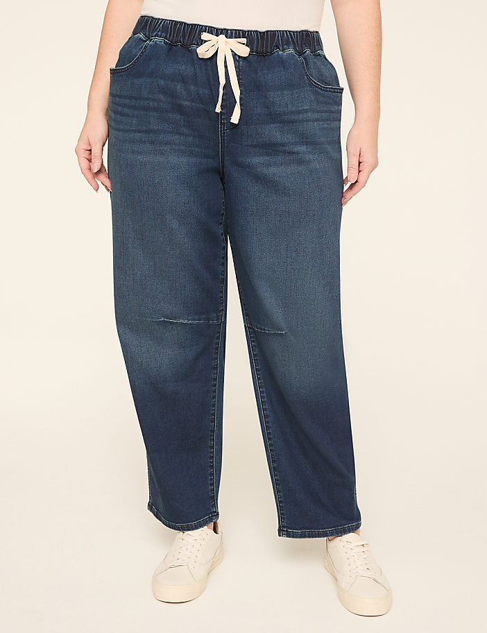 Cloud Knit Pull-On Barrel Jean