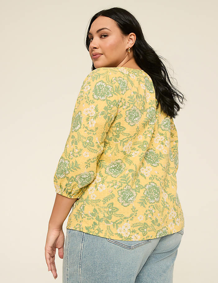 Elbow Sleeve Scoop-Neck Blouse