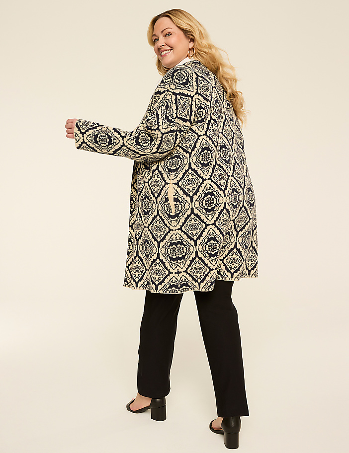 Long-Sleeve Notch Collar Coatigan