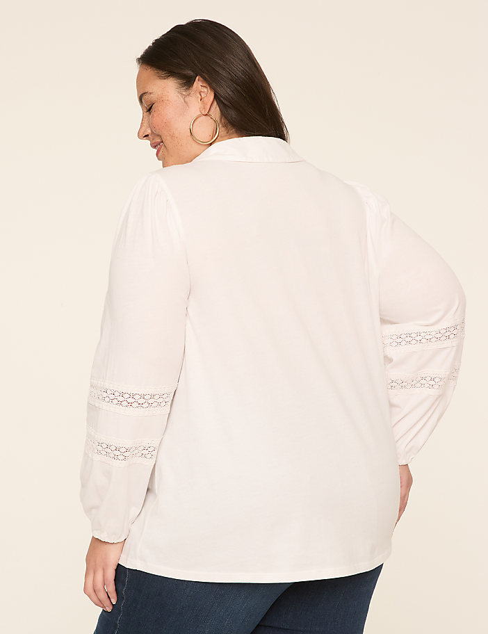 Long-Sleeve Notched Collar Top