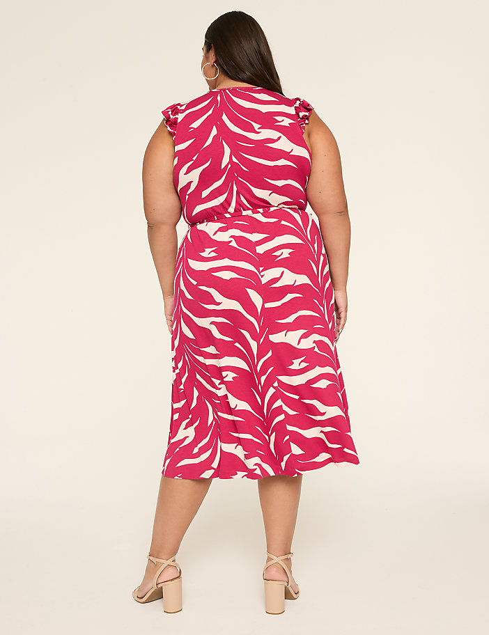 Surplice-Neck Flutter-Sleeve Midi Dress