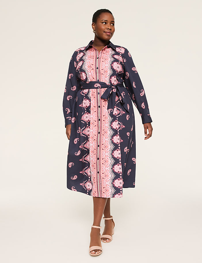 Long-Sleeve Midi Shirt Dress